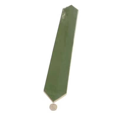 Apollo tile 3" x 19" Terralis Glossy Deep Forest Green Porcelain Tile (7.65 sq ft/case) - 20 Pack