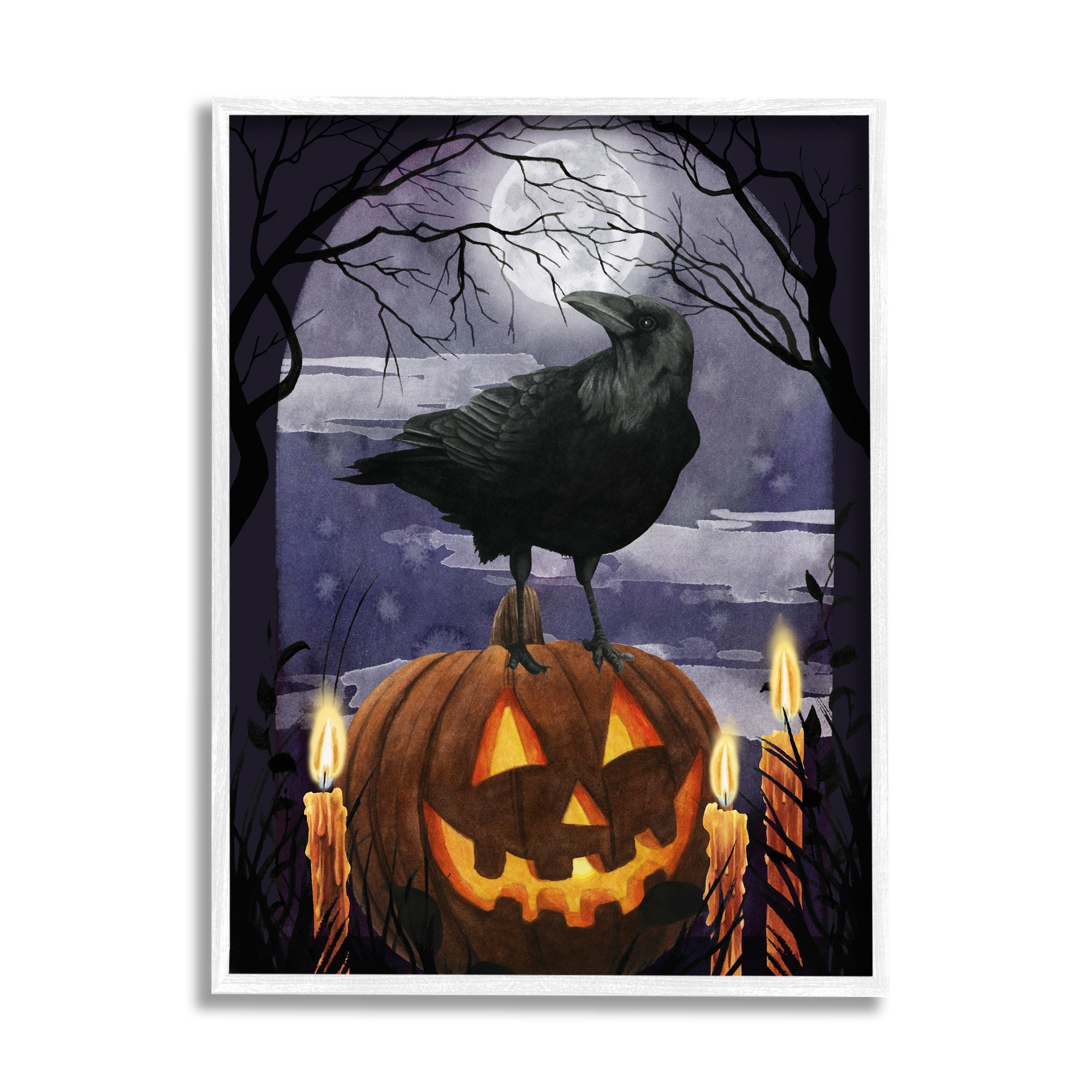 Stupell Spooky Halloween Night Sky Crow Jack-o'-lantern Full Moon Framed  Wall Art - Orange - Bed Bath \u0026 Beyond - 34848409, image size:2000x2000
