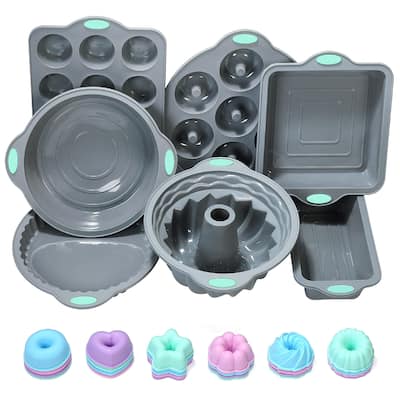 31 Pieces Silicone Baking Pans Set, Nonstick Bakeware Sets, BPA Free Silicone Molds, with Metal Reinforced Frame More Strength