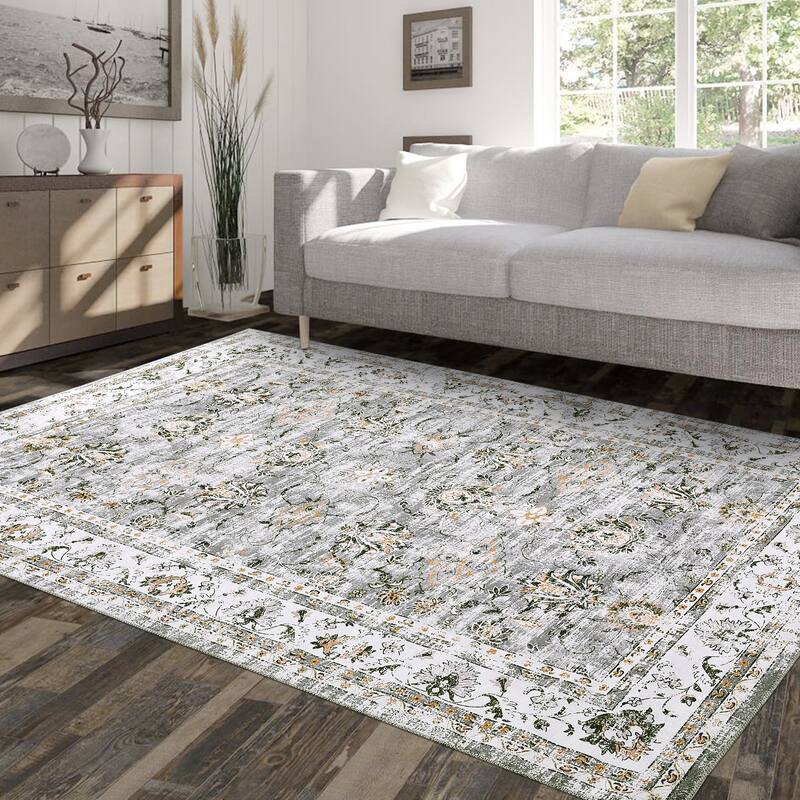 Garvee Boho Rugs Bohemian Rugs Floral Distressed Area Rug