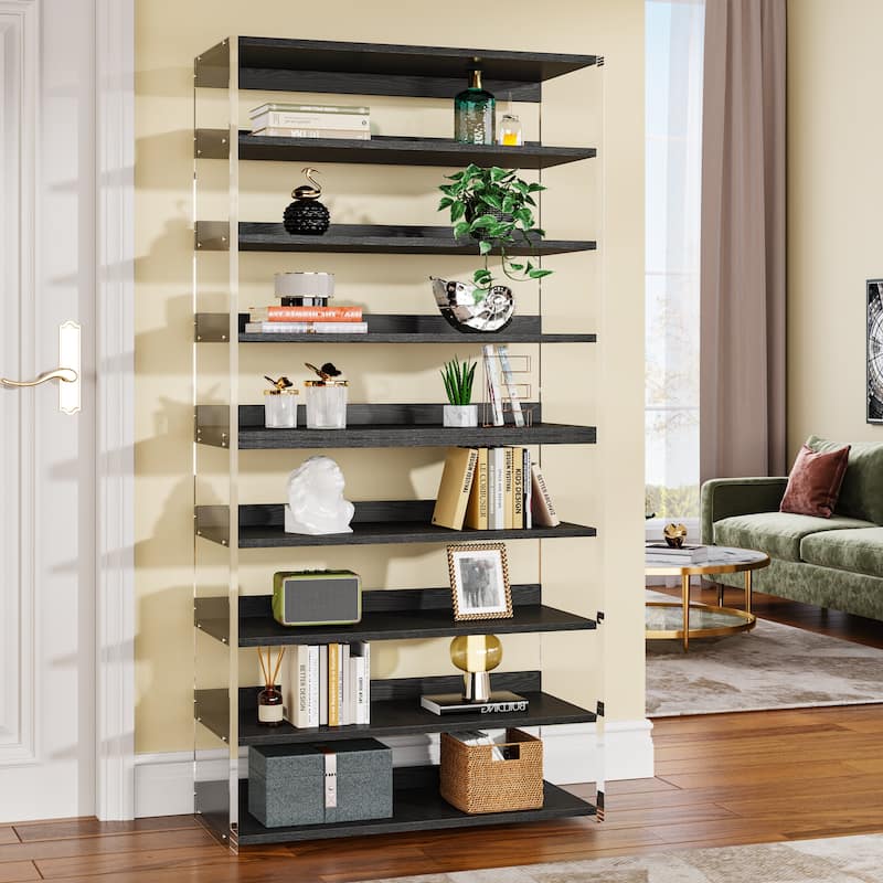Bookshelf with Wood Shelves, Modern Bookcase, Display Storage Rack for Living Room, Bedroom, Home Office