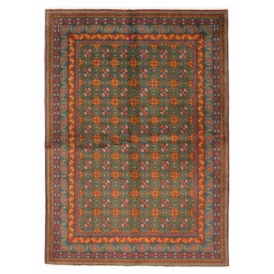 ECARPETGALLERY Hand-knotted Uzbek Kargahi Green Wool Rug - 5'7 x 7'10