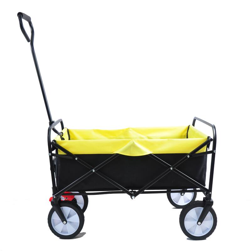 Folding Wagon Garden Shopping Beach Cart with Adjustable Handle