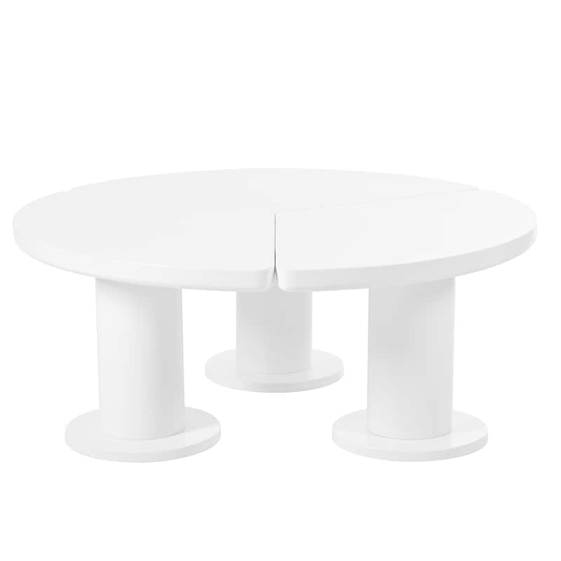 39.4" Round Petal-Shaped Coffee Table with 3 Thick Legs and Sleek Round Edges
