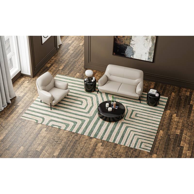 Bashian Keenen Beige & Green Transitional Area Rug