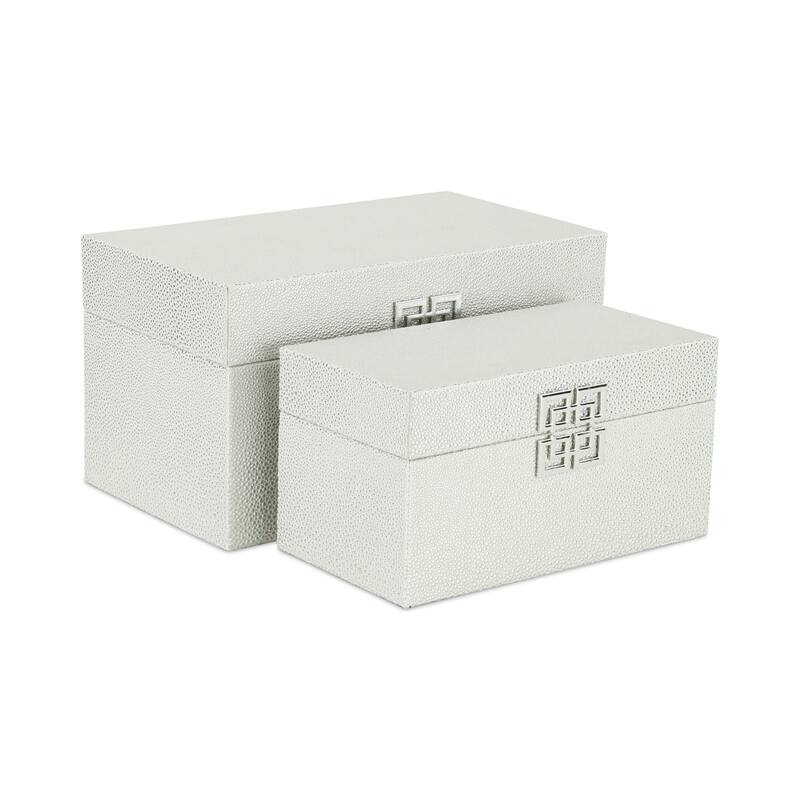 Galena White Shagreen Double Happiness Storage box Set of 2