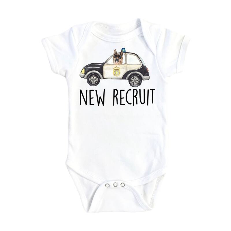 Police Recruit K9 - Baby Boy Girl Clothes Infant Bodysuit Funny Cute Newborn - White - 3-6M