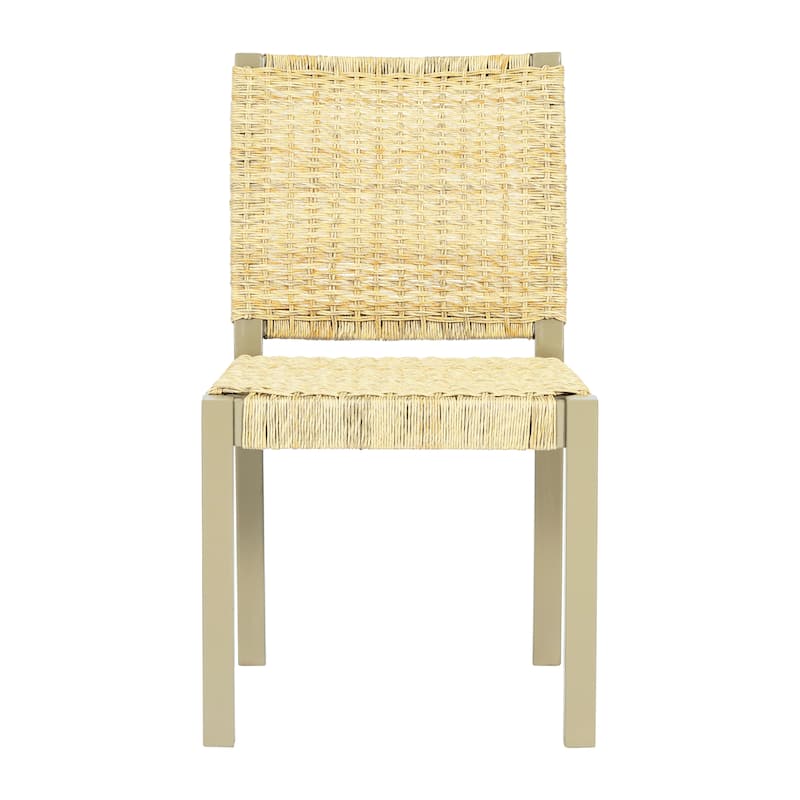 Farmhouse Modern Dining Chairs Set of 2-Solid Wood Rattan Backrest Indoor/Outdoor Versatility