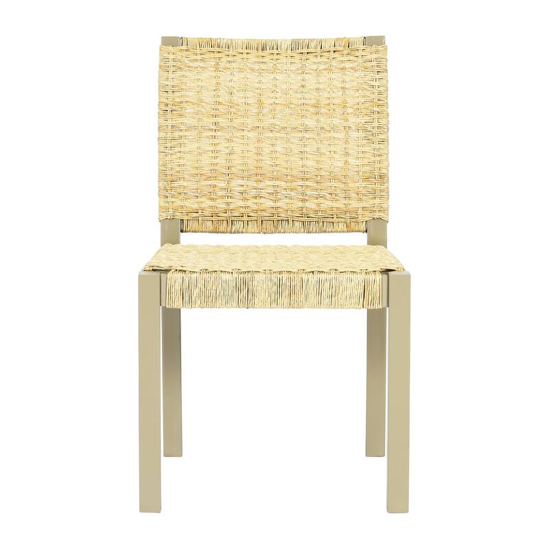 Modern 2 Piece Solid Wood Woven Dining Chair with Rattan Backrest for Dining Room Kitchen Bedroom Living Room