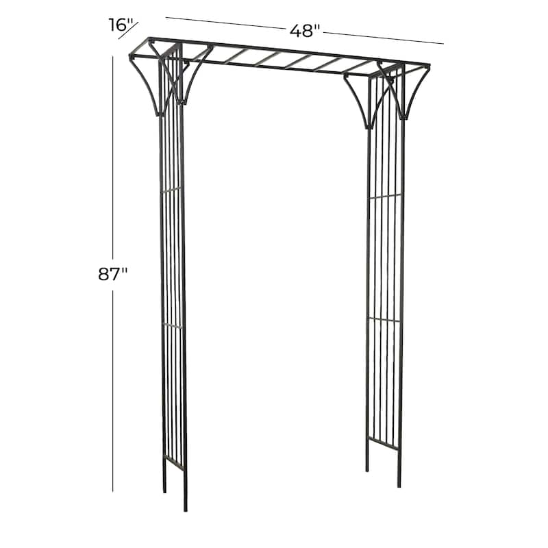 Metal Indoor Outdoor Garden Arbor with Lattice Work Sides - Black - Roche River Decor