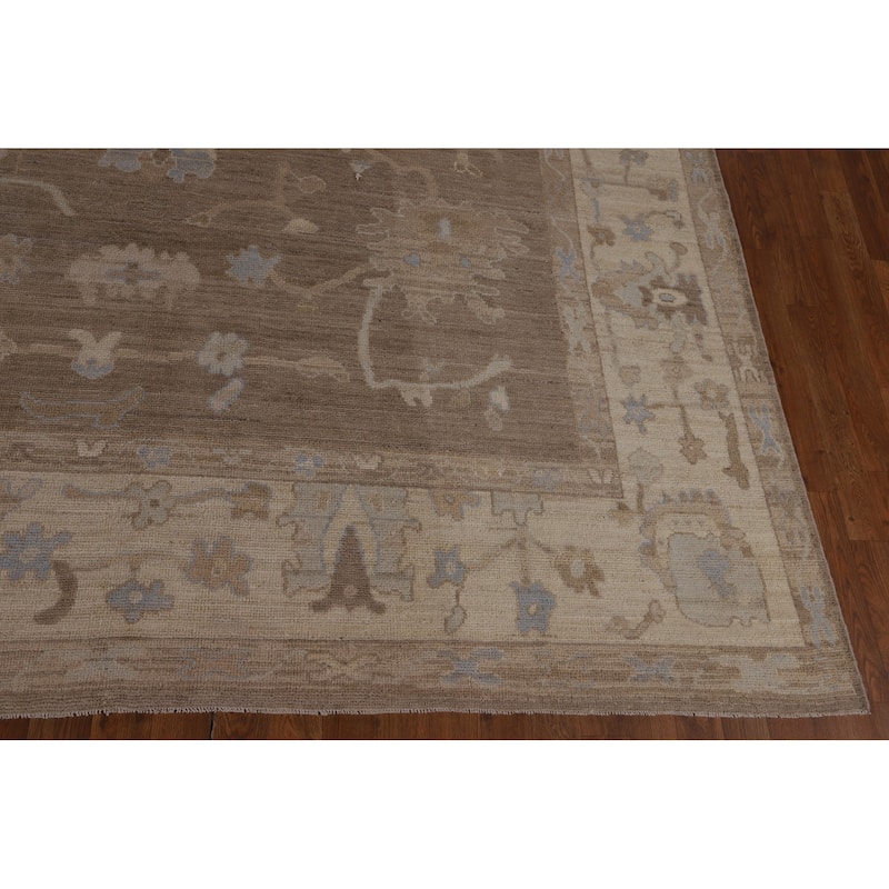 Vegetable Dye Brown Oushak Turkish Area Rug Hand-Knotted Wool Carpet - 8'2"x 10'0"