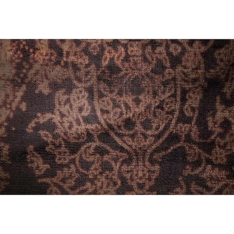 Contemporary Brown Abstract Round Rug Handmade Wool Carpet - 5'2" X 5'0"
