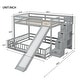 preview thumbnail 22 of 34, Twin Over Full Multifunctional Kids Bunk Bed Frame with Slide, Wooden Loft Bed with Storage Staircase and Guardrails