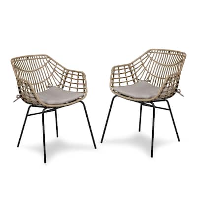 Alia Contemporary Natural Boho Handcrafted Rattan Outdoor Chairs by M&L Co (Set of 2)