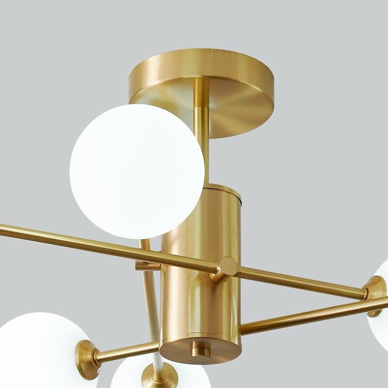 Linear Sputnik Frosted Glass Globe Semi Flush Chandelier