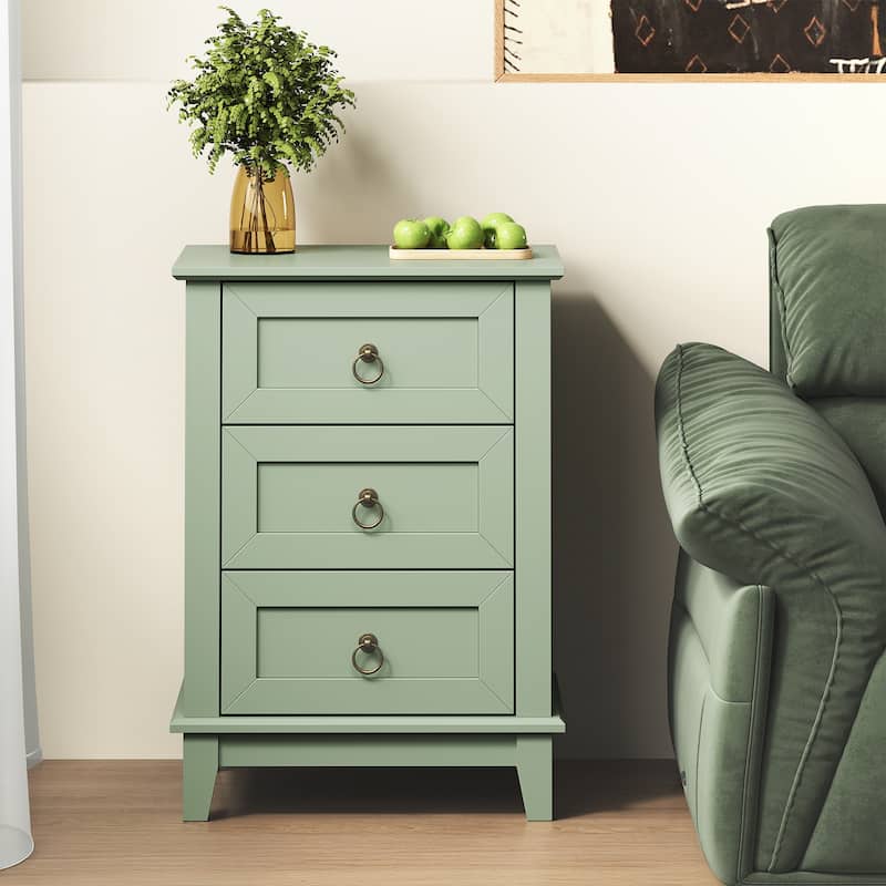 Modern 3-Drawer Wooden Nightstand Set of 2