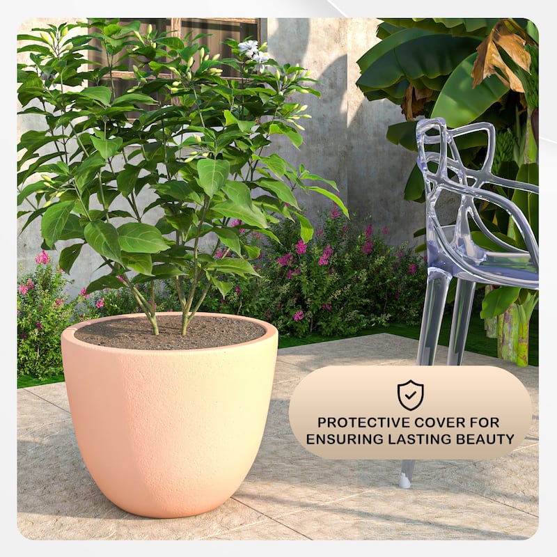 Dahlia Tapered Round Planter Pot in Fiberstone MGO Clay with Drainage for Indoor Outdoor Patio Balcony, Garden, or Living Room