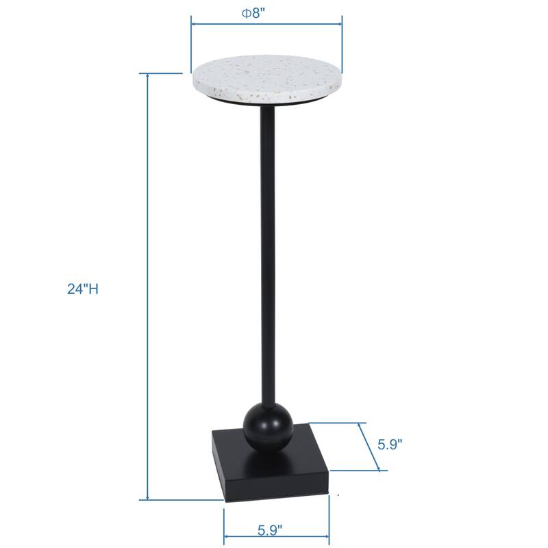 StyleCraft Ebony Pedestal Drinking Table - White & Gold Flaked Top - Dark Bronze Base