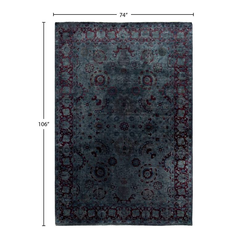 Overdyed One-of-a-Kind Hand-Knotted Area Rug - Gray - 6' 2" x 8' 10"