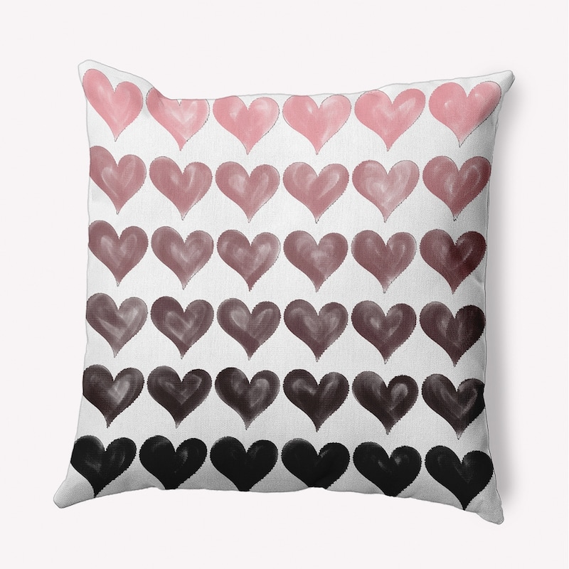 Colored Hearts Valentine's Day Decorative Indoor Pillow - 20" x 20" - Pink-Black