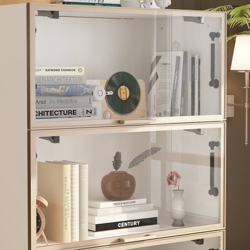Sleek Aluminum Cabinet with Four Doors and Adjustable Strip Lights