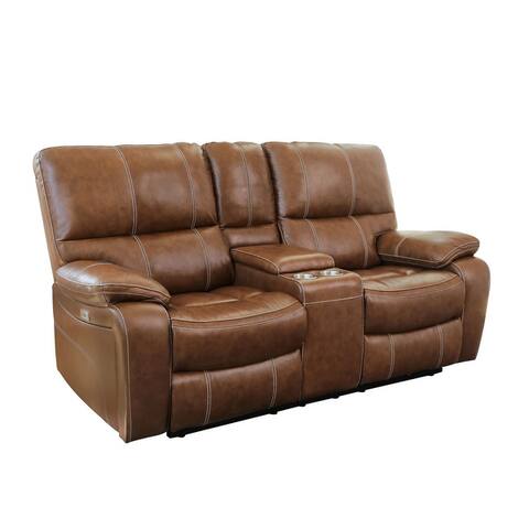 Abbyson Browning Top Grain Leather Power Reclining Loveseat w/ USB