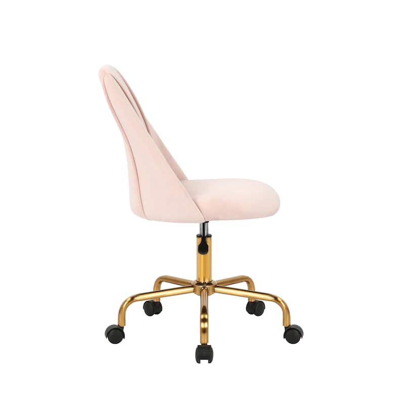 Porthos Home Caia Armless Office Chair, Velvet, Gold Metal Legs