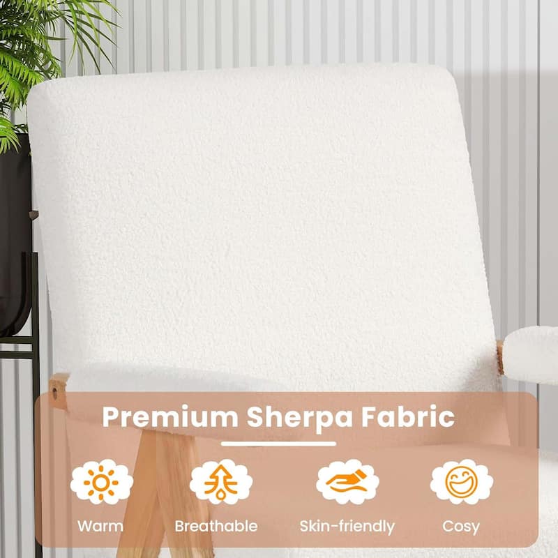 Sherpa Fabric Armchair Upholstered Reading Chair Leisure Chair