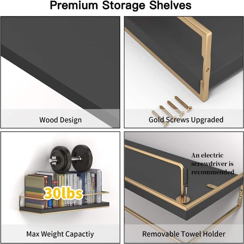 Floating Shelves Set of 2 - 16.8"D x 6.7"W x 3.9"H