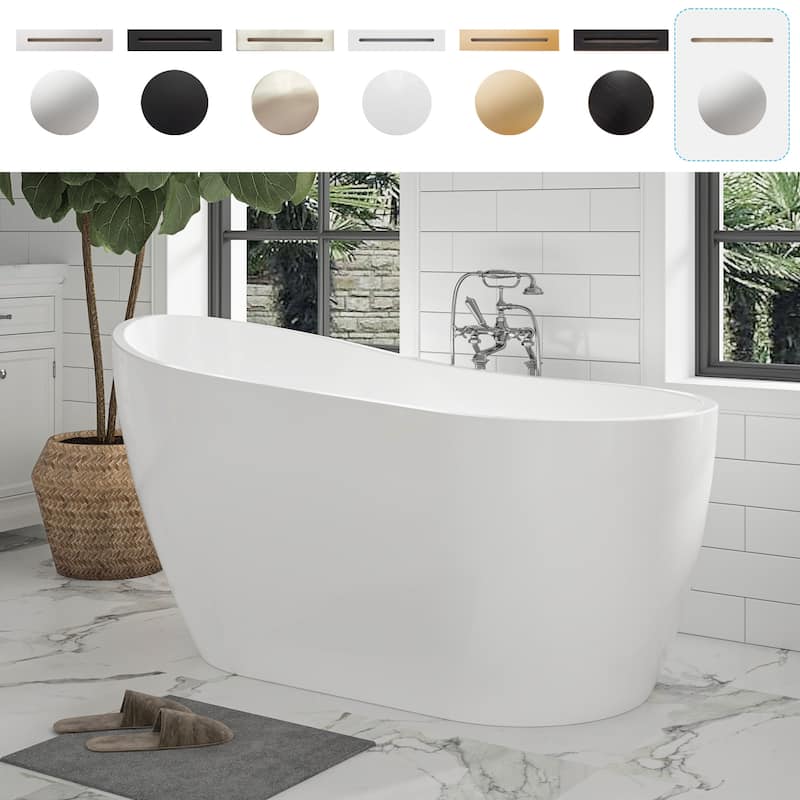 Vanity Art 54" X 28" White Acrylic Freestanding Bathtub