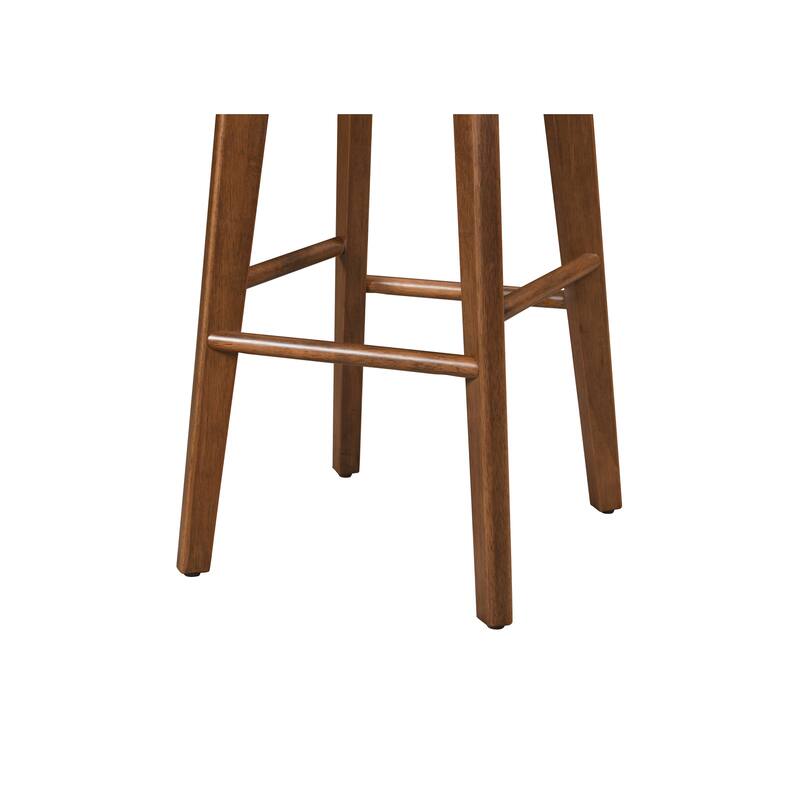 LuXeo Serena Bar Stool Wood Legs with Upholstered Fabric Seat (Set of 2)