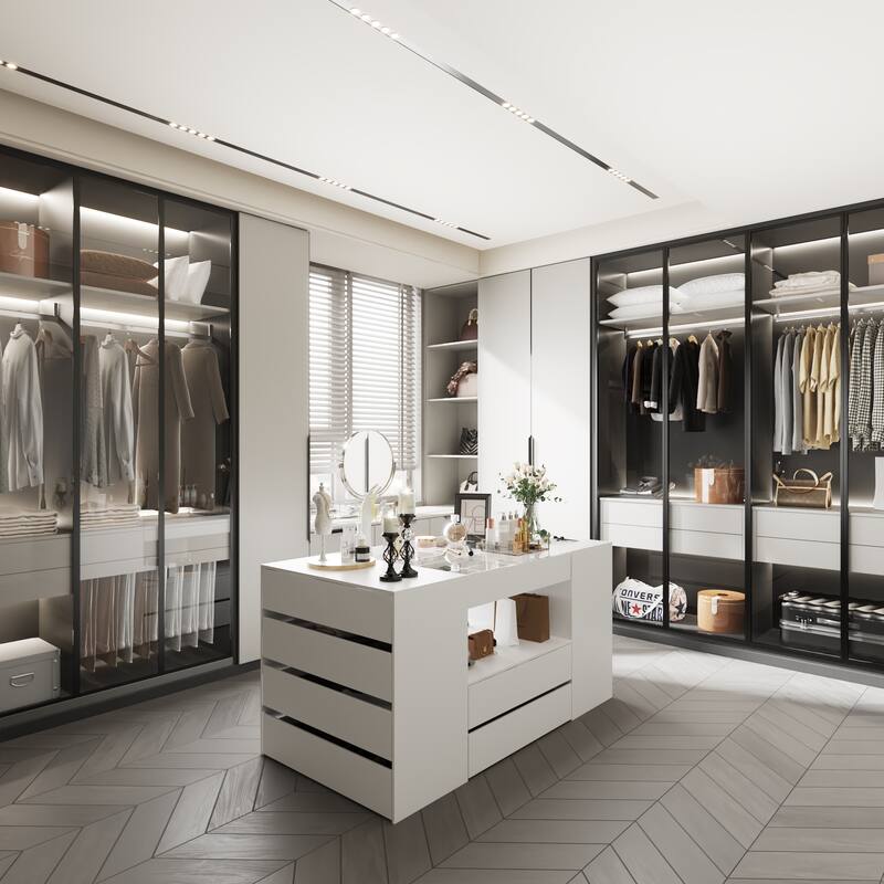 Storage Island with Drawer for Walk-In Closet and Dressing Room Dresser
