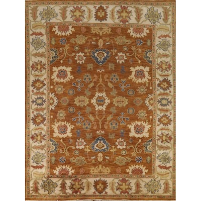Orange Oushak Indian Area Rug Handmade Wool Carpet - 8'0" x 9'10"