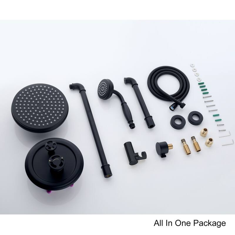 Luxury 2-Handle 3-Way Complete Rainfall Shower System with Rough-in Valve, Black