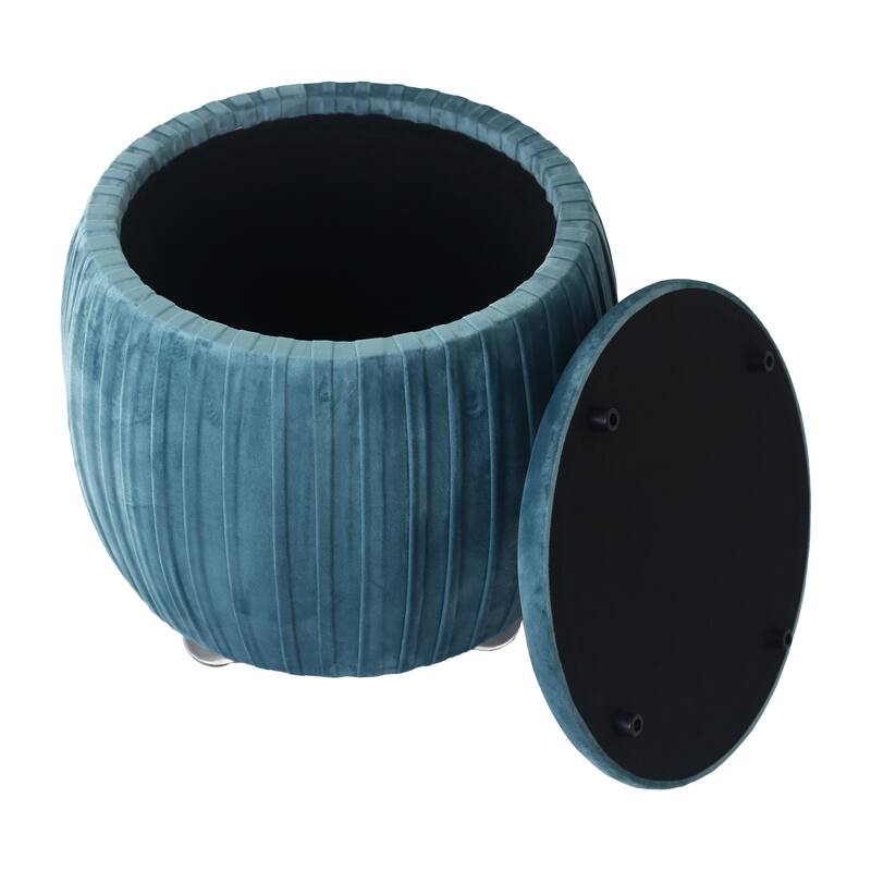 Backless Storage Stool with Velvet Upholstery