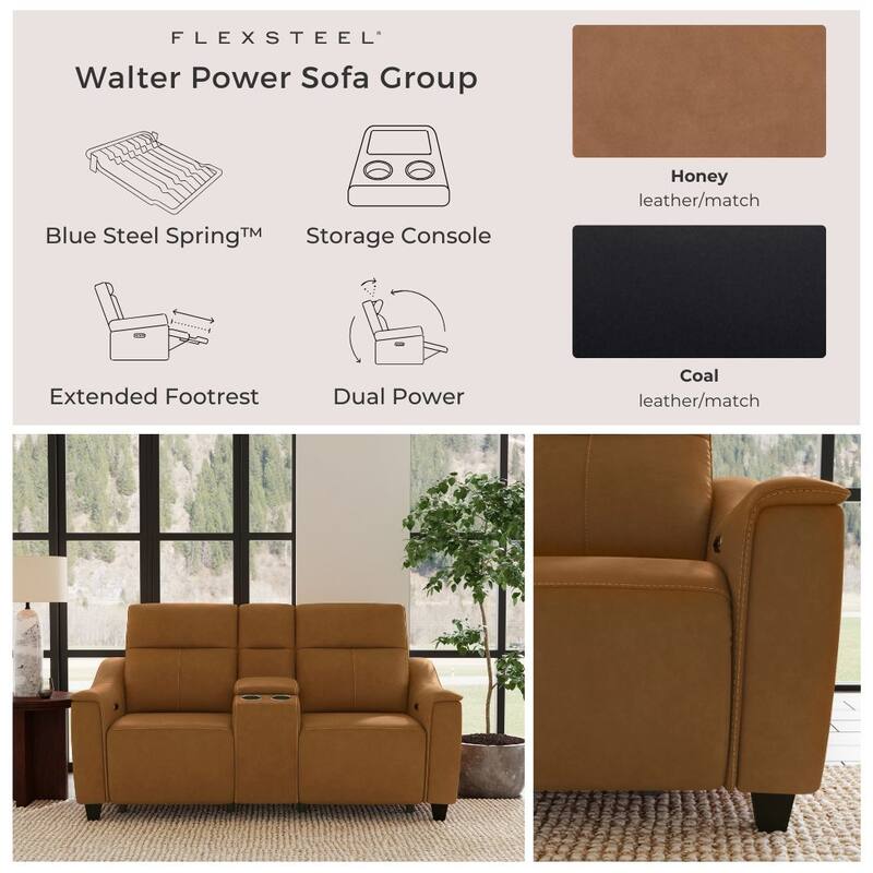 Sonesta Power Reclining Leather Loveseat with Console and Power Headrests