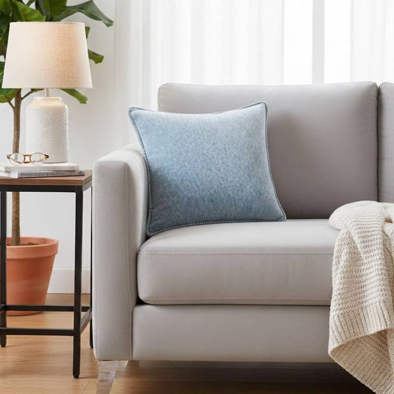 Textured Throw Pillow with Stitched Contrast Edge Set of 2