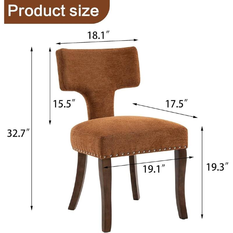 Upholstered Mordern Design T Back Dining Side Chair- Set of 2