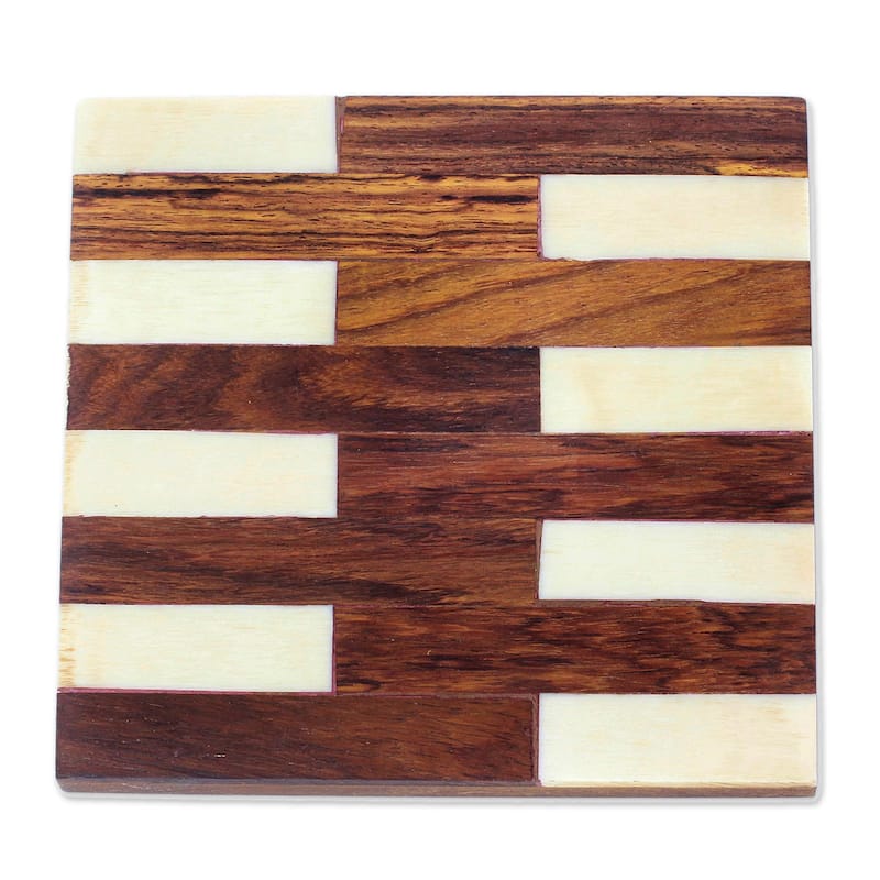 Novica Handmade Lattice Elegance Wood And Bone Coasters (Set Of 6)