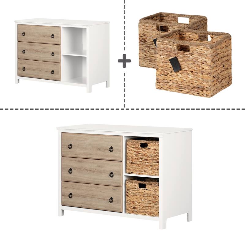 South Shore Cotton Candy 3-Drawer Dresser with Baskets