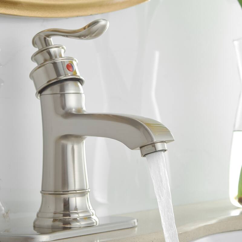 7.5 in Heigh Single Handle Chrome Bathroom Faucet - Spout height: 3.17inches Spout reach: 4.4 inches - Brushed Nickel