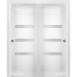 Sliding Closet Opaque Glass Bypass Doors / Sete 6900 White Silk / Rails ...