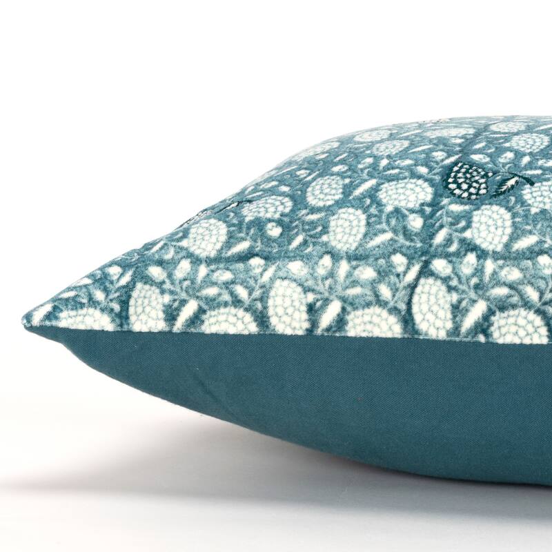 Rizzy Home Cotton Velvet Boho Botanical Throw Pillow Cover