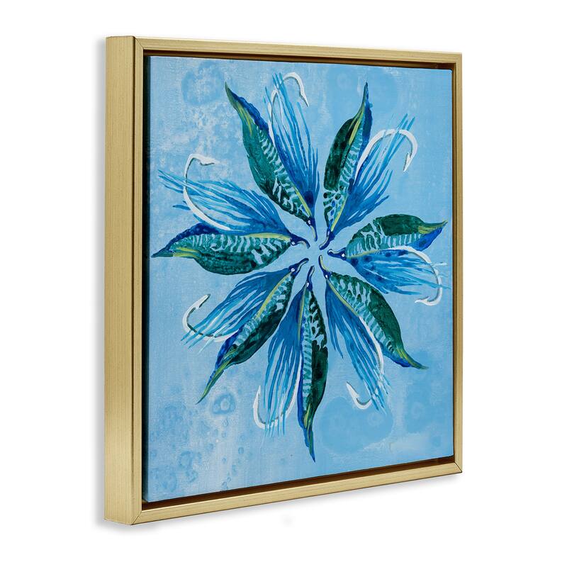 Stupell Blue Flower Shape Design Framed Floater Canvas Wall Art Design By Liz Jardine