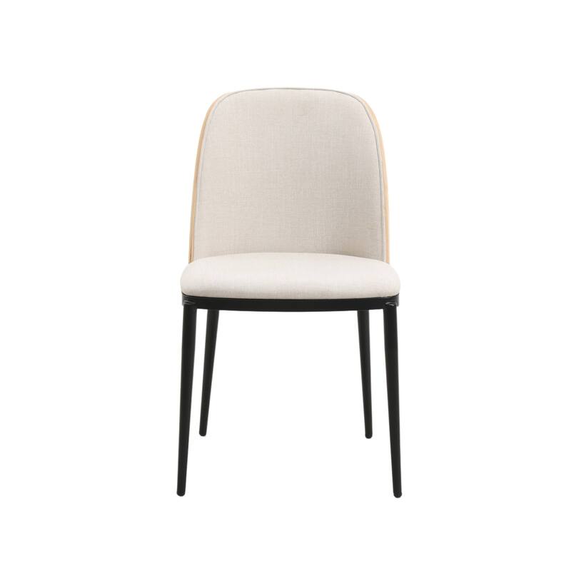 Dining Chair with Upholstered Seat and Back Side Chair with MDF Wood Frame in Black Steel