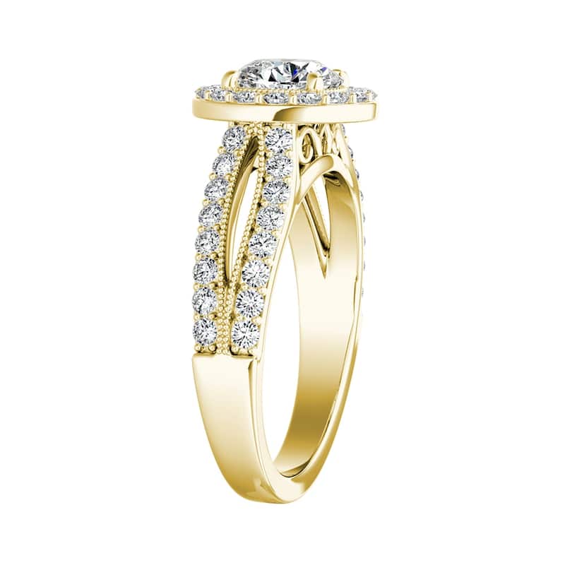 Auriya 14k Gold Vintage 1 carat TW Halo Diamond Engagement Ring (G-H, VS1-VS2)