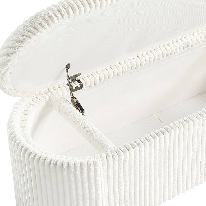 247 Shop At Home Modern Oval Chenille Storage Bench