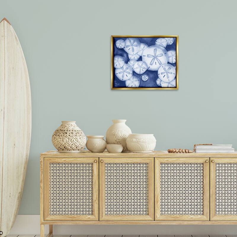 Stupell Watercolor Style Sand Dollars Framed Floater Canvas Wall Art Design By Paul Brent