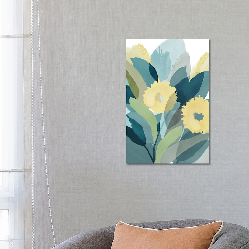 iCanvas "Yellow Teal Floral III" by Flora Kouta Canvas Print - 26x18x1.5
