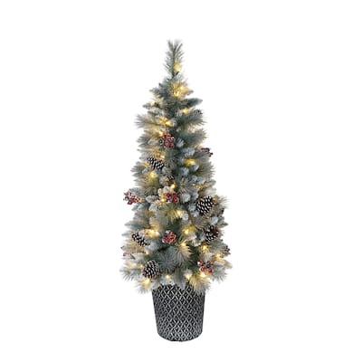 Puleo International 4.5' Pre-Lit Potted Sterling Pine Tree